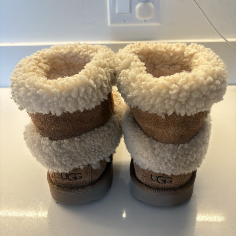 UGG Kids Chestnut Ultra Mini Fluff Sheepskin Boots #1143701K -Size 3 EUC - Picture 7 of 8